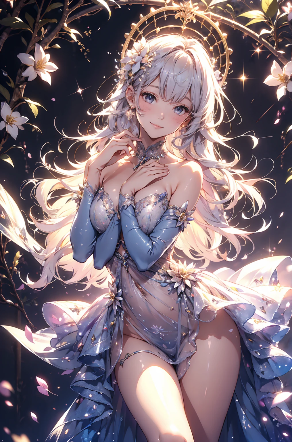 最high quality、Bigger on the screen、1 beautiful woman,Elf ((sleep on your back,))Completely naked、Ice decoration、宇宙空間に浮いている Bold composition、universe space world、Floating and sleeping in space、Lots of snowflakes、Bold composition、Lying down in space、Wet、Beautiful groin、Looking up in space, looking at you、Beautiful nipples、detailed groin、、Blushing、、Ecstasy、Beautiful thighs、Filled with red roses、 E.G: Worst quality ,flower fractal fine art、Fill the screen with flowers、Bigger on the screen、Lie on your back and face this way、Beautiful Eyes、With your legs apart、Beautiful Eyes,High-definition depiction, Realistic, 8K, Unity, , light smile, Beautifully and vividly drawn, , Beautiful, beautiful, clear skin、sexly  nude ,sexly 、Ecstasy、 Raise your arms behind your head,  Romanticism,mosquito。 The most beautiful form of chaos, Mr..々Farbe, Intertwined flowers, P article,Magical gentle light,smile,sexy,image quality、masterpiece、Beautiful Face、Super beautiful woman((Big breasted 22 year old office lady、Bust 120,Beautiful long ironed hair、Silver Hair、height: 165cm。、sexy、Esbian、high quality、Beautiful decoration、Visual Arts、最high quality、1 woman E.G: Worst quality ,Flower fractal art、、Beautiful radiance,High-definition depiction, Realistic, 8K, Unity, , light smile, Beautifully and vividly drawn, , Beautiful, beautiful, clear skin、sexly Countless rays of light pouring down, Swirling Light, , Raise one arm above your head, Intense light is emitted from the magic starry circle  front of the girl. Romanticism,: The most beautiful form of chaos, Mr..々Farbe, Intertwined flowers, Particle,magical gentle light,smile,sexly,image quality、masterpiece、Beautiful Face、Super beautiful woman((Big breasted ,Beautiful 、sexly、Esbian、、high quality、Visual art、Written boundary depth、、、universe、Happy smile、、、elegant、ticker beautiful decorative、、magic、、A kind smile、wonderful、Fluttering petals、、Cultivate fantasy、、、art、art,mystery,Ultra-high resolution,atmosphere 最high quality、((sleep on your back))nsfw