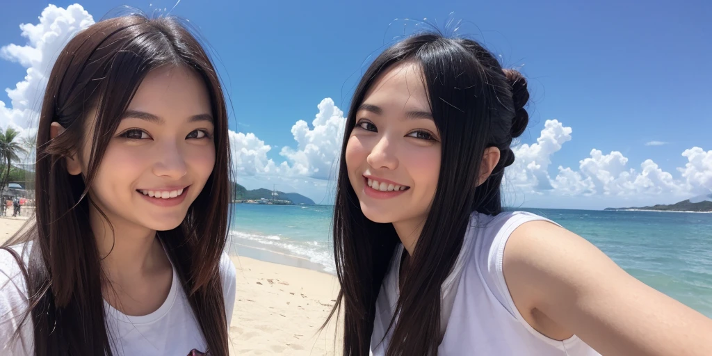 The best smile (Highest quality, 4K, masterpiece: 1.3), Peace pose, See-through, Gorgeous Woman, 1 Girl, (skinny, Perfect body: 1.2), Abdominal muscles: 1.1, Dark brown hair: 1.1, (Rain falls and I get wet, Wet body: 1.2), Ultra detailed face, Detailed lips, Fine grain, double eyelid