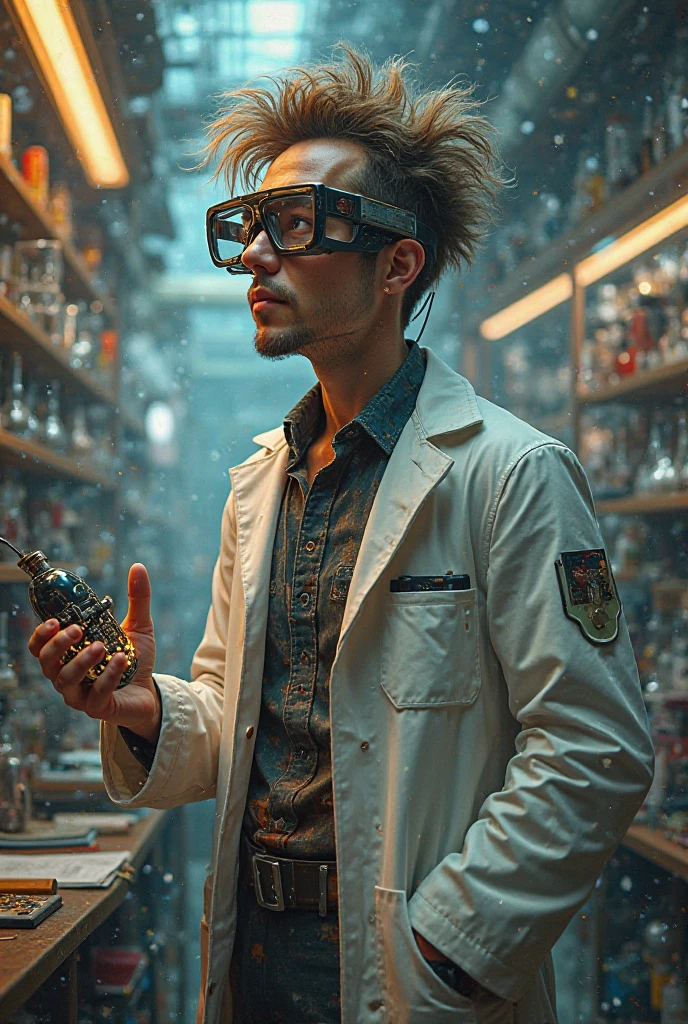 photo Gordon freeman mugshot, man with glasses (freckles:0.2), HEV suit, male hairstyle, gordon freeman, double exposure, surreal, bokeh, 