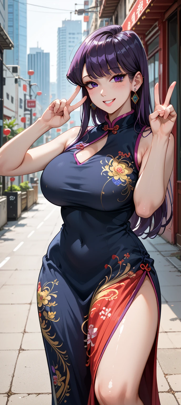 (masterpiece, highres, best quality:1.3), 8K, highly detailed, intricate, colorful, vibrant image, sharp focus, hentai, 4K,
Agatha, 1girl, battle stance, confident look, kicking, sunny weather, (blush:1.1), blue sky, skyscrapers, full body shot,
black hair, long hair, blunt bangs, hair ornament, hair stick, bow, lipstick, makeup, eyeshadow, ultra detailed hair, detailed face, brown eyes, complex realistic perfect eyes, perfect face, earrings, jewelry,
No panties, Chinese cultivation dress, 30yo:1.1), milf,g cup breasts,