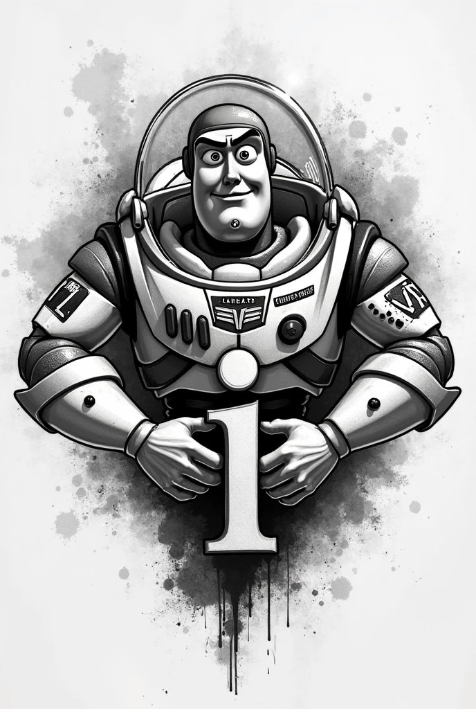 I want a Buzz Lightyear but with a black and white drawn style