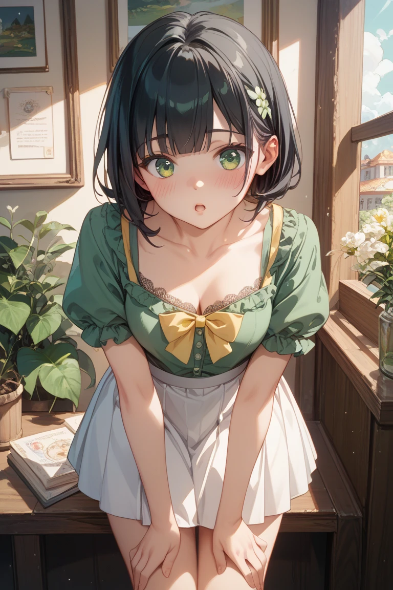 Big Breasts、((( see-through naked apron、Semi-transparent micro mini apron、Pure white sexy mini apron)))、((Beautiful waist、Beautiful buttocks、A defined hip line、Visible panty lineansuji、Beautiful thighs、Seductive thighs))、(((Large Breasts)))、(((Showing cleavage、Erect nipples)))、Close-up、Highly detailed CG synthesis 8k wallpaper、Very fine 8KCG wallpaper、(masterpiece、Highest quality)、High resolution、Super detailed、Ultra Sharp、(mother、Mom、Big Breasts、Large Breasts)、(Kind Face、Smile、Beautiful Face、Cute Face、Detailed face)、(Long black hair)、(((Beautiful detailed green eye)))、BREAK、(((sunny)))、Perfect Eyes
