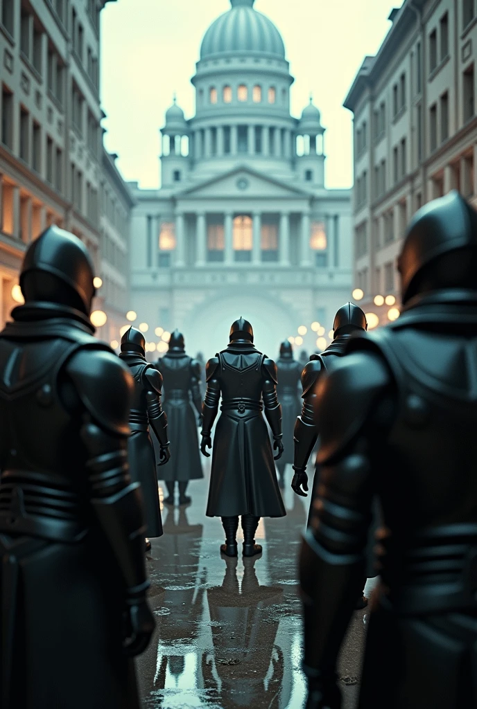 arafed image of a crowd of people with masks in a city, still frame from prometheus, dark fantasy horror art, empty streets, by André François, xenophobia, pale blue faces, small demons, cgi rendering, with multiple eyes, french resistance, necropolis, beds of shadows --auto --s2