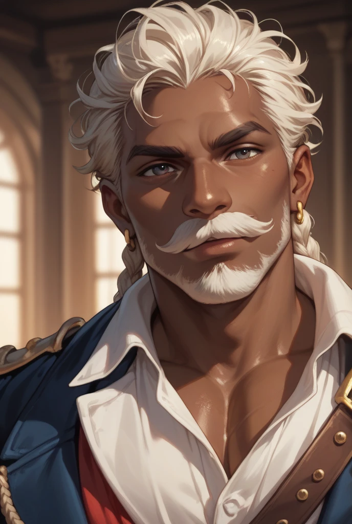 George Washington, founding father, muscular, lean, smiling, shirtless, fluffy hair