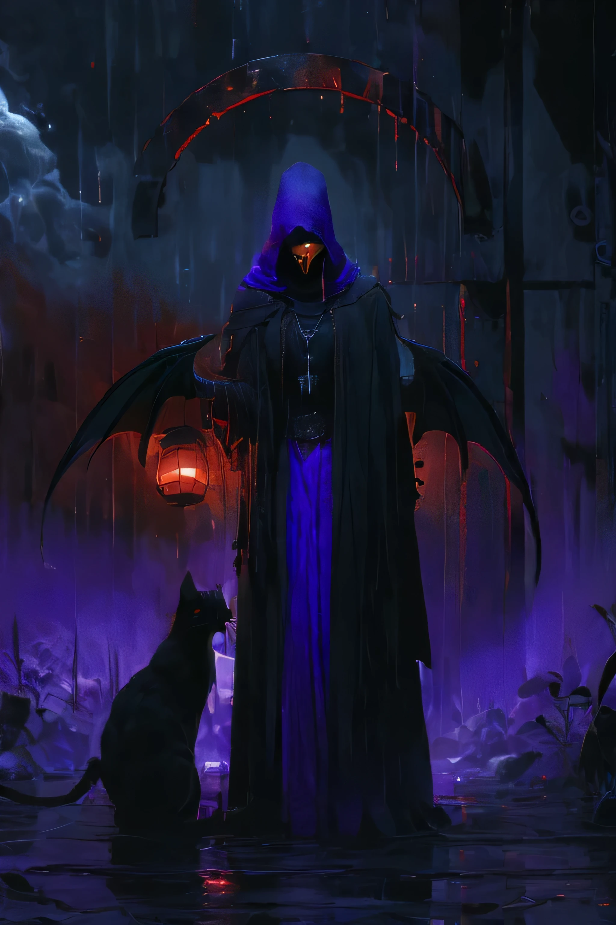 general shot whole body: 1.5, (((night, darkness, vampire))) hood opens its mouth showing its teeth with fangs, red and black background, optical, Panoramic lighting, atmospheric perspective, at night, darkness, Survey: 5D , clear facial features, Vampire wings spread, impressive details, Ultra resolution 8K, Stunning illustration, the best of all, Awarded, how to be the best, ((red, black, purple colors: 1.5)), cemetery stage, magical, idyllic, epic: 1.5, photorealistic: 1.4, skin texture: 1.4, super detailed and perfect, masterpiece, super detailed, hyper detailed, well-defined highlights and shadows, 32K