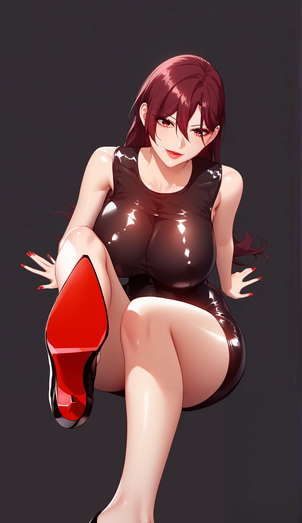 best quality, (masterpiece:1.2), detailed,Alice, ((Lori)), Only 1 person, girl, 14 years old, (((sell))),gray hair, long hair, red eyes,  Huge, erect nipples , ((Pussy exposure)), (((Breast exposure))), ((top is naked)), ((Wearing only a latex miniskirt)), (((Very slender waist))), (wide open pussy), (((whole body))), ((Wear high heels)), (Thigh high socks), ((small body)), ((realistic skin)), (Oil-skin), ((perfect front)),
((A latex miniskirt that is so short that your pussy is visible. )), cleavage cutout,  thighs,Spread your legs, head tilt, looking at the viewer, (The background is a white space with nothing in it.), nsfw, ((PUSSY)), 