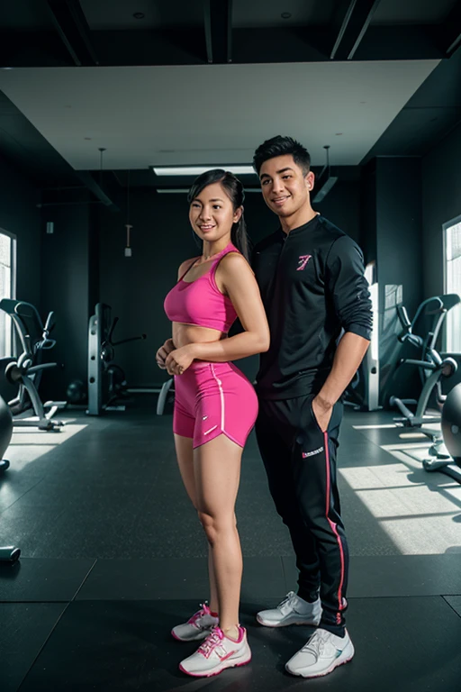 Best quality, 1 man and a woman together in the photo, the man is very tall, single, one person, bodybuilder, Hot, bald, deep, Detailed eyes, bald, Shaved head, perfect body, 30 years old, muscular, very tall , pale skin, white skin, very tall (he is about 6 feet 5 inches tall, very muscular, sexual, winning, stands randomly posing as a model, stands during the day, has bright sunlight, poses in a wall on the corner of a street, comfortable clothing, casual clothing, shirt, camisole, shirt with design, shorts, blue sports sneakers, all clothing Perfectly covers the extremely muscular body of the bodybuilder.
The man near the woman looking at each other, the man is taller than the woman
A woman: Next to her is an Asian woman with a wavy face, long straight hair with curves at the ends, dressed in a pink shirt with short jeans, white socks and pink tennis shoes.