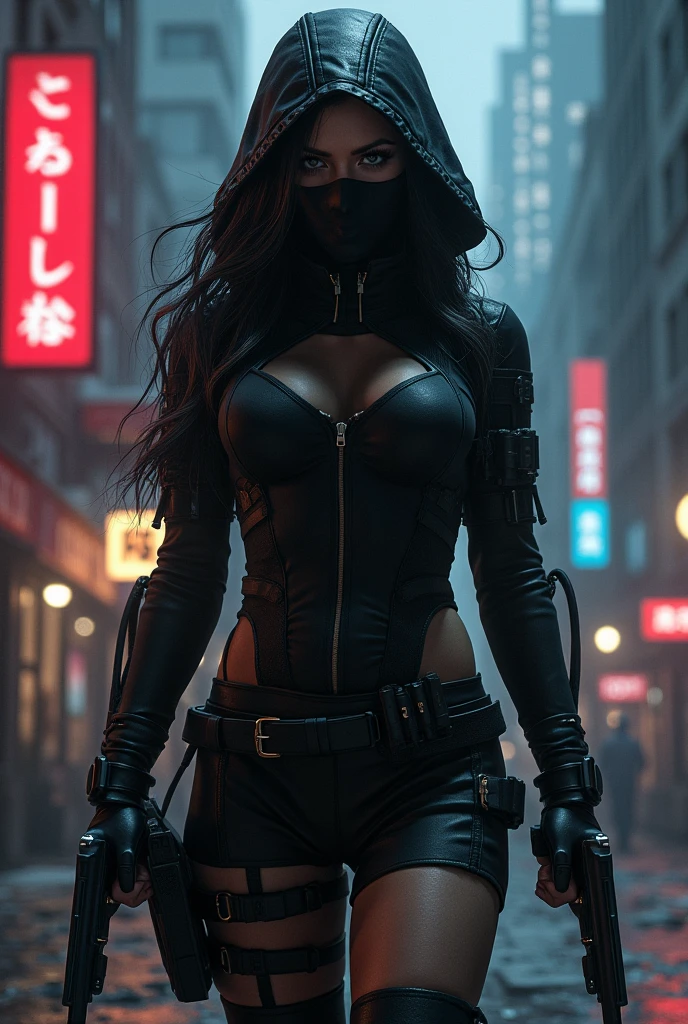 concept art breathtaking Artistic female in skull mask , solo., under creepy evil fog. In a City burial background, surreal detail. Artistic dark color effect. Detailed. Centered.