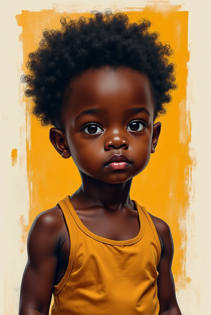 Create a painting of a young african autistic boy, conbining the expressionistic, impressionistic, classical and contemporary style of painting