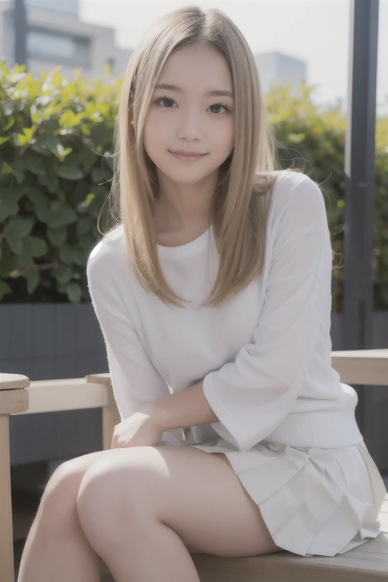 Save this image、(Correct hand shape:1.2), Pale face and eyes:1.3、薄くてPale face and eyes:1.3, blue eyes:1.5、{highest quality}, {{masterpiece}}, {Very delicate and beautiful}, Extraordinary light and shadow, Highly detailed wallpaper, Sunny and bright, whole body, whole body、 1 girl, , blush:1.2、Shaggy blonde long hair:1.3, Cut your bangs at eyebrow height.:1.5、Strong sunlight, (White T-shirt)、 Delicate Hair,Realistic skin texture, B cup breasts、Visible wrinkles on the skin., Broad shoulders:1.2, ((A strong light shines on your face:1.5)), color々Strike a Pose:1.5, necklace、ring、earrings、歯を見せたsmile:1,5、smile:1.5、Background of a park with cherry blossoms in full bloom:1.5, Ray Tracing、(Sit with your legs stretched out on the ground:1.5)