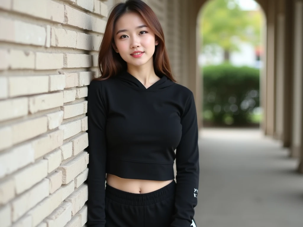 twicedahyun, woman, urban, streets, (day:1.1), RAW,(8k, best quality, masterpiece:1.2),(intricate details:1.4),(photorealistic:1.4),octane render, complex 3d render ultra detailed, studio soft light, rim light, vibrant details, ultra detailed, realistic skin texture, detailed face, beautiful detailed eyes, extremely detailed CG unity 8k wallpaper, makeup, (detailed background:1.2), (cowboy shot:1.2),(hip),(perfect anatomy:1.2),(black hoodie, long jeans:1.2), <lora:twicedahyun-v1b:1>