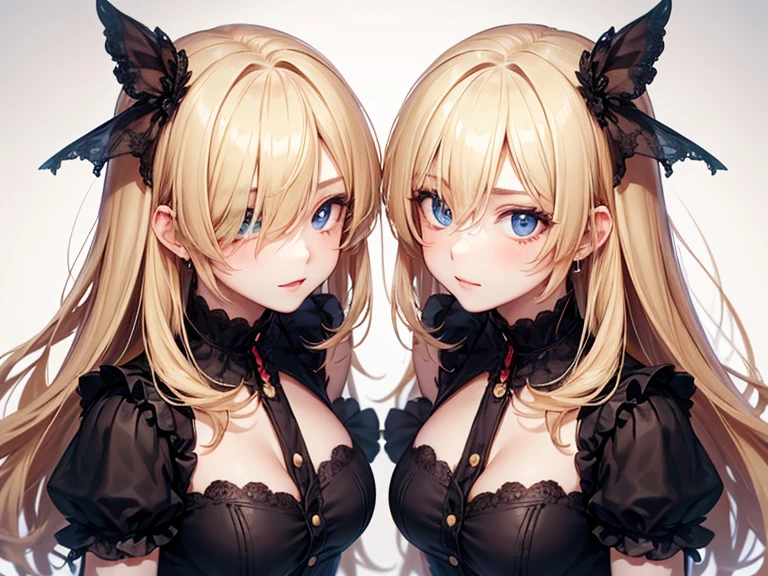 ((Upper Body:1.5, Breast augmentation:1.5, profile:1.5, close:1.5, walk), (Realistic, Realistic: 1.37), (masterpiece, Highest quality: 1.2),(Big Breasts:1.5)、 (Ultra-high resolution: 1.2), (RAW Photos: 1.2), (Sharp focus: 1.37), (Face Focus: 1.5), (Extremely clear images:1.3), (Shot with Nikon), (Ultra Definition CG Integrated 8k Wallpaper: 1.2), (Beautiful Skin: 1.2), (White skin: 1.3), (Hyper Sharp focus: 1.5), (Ultra Sharp focus: 1.5), (Beautiful cute face:1.3, Taiwan actress face:1.3), (Highly detailed background, Detailed Background: 1.3), A photo of a very cute and beautiful woman, (actress), Professional attire, (22 years ago: 1.1), Portrait of a Girl, Upper Body image, Front view, The composition is symmetrical, (Studio Lighting: 1.3), (Movie Light: 1.3), (Backlight: 1.3), Dim lighting, Full body lighting, break, ((Looking straight at you, Put your arms behind your back, Stylish pose:1.3)), break, (光沢のあるブロンドのthin髪: 1.37, Twin tail hairstyle:1.37), Dark brown eyes, Beautiful Eyes, Princess Eyes, ((Blonde:1.3)), bangs, Hair between the eyes, thin, Abdominal muscles, perfect Abdominal muscles, (Big Breasts;1.47, Cleavage:1.27), (thinウエスト: 1.15), (Detailed beautiful girl: 1.4), (Breasts pressed together, View Audience, (Wearing a Gothic Lolita dress:1.3, Gothic Fashion:1.5)), alone, Lips parted, Red lips, (Glowing Skin), Sweat, (Detailed night view background:1.2), (A light smile:1.37, closed mouth:1.37), ((Perfect female body)), (Upper Bodyイメージ:1.3), Frame Head, Perfect Anatomy, Perfect Proportions, 8.5 Life-size, expensive, Face Focus, Ultra Realistic Photo, Ultra-sharp images, Ultra-detailed images,Red eyes、