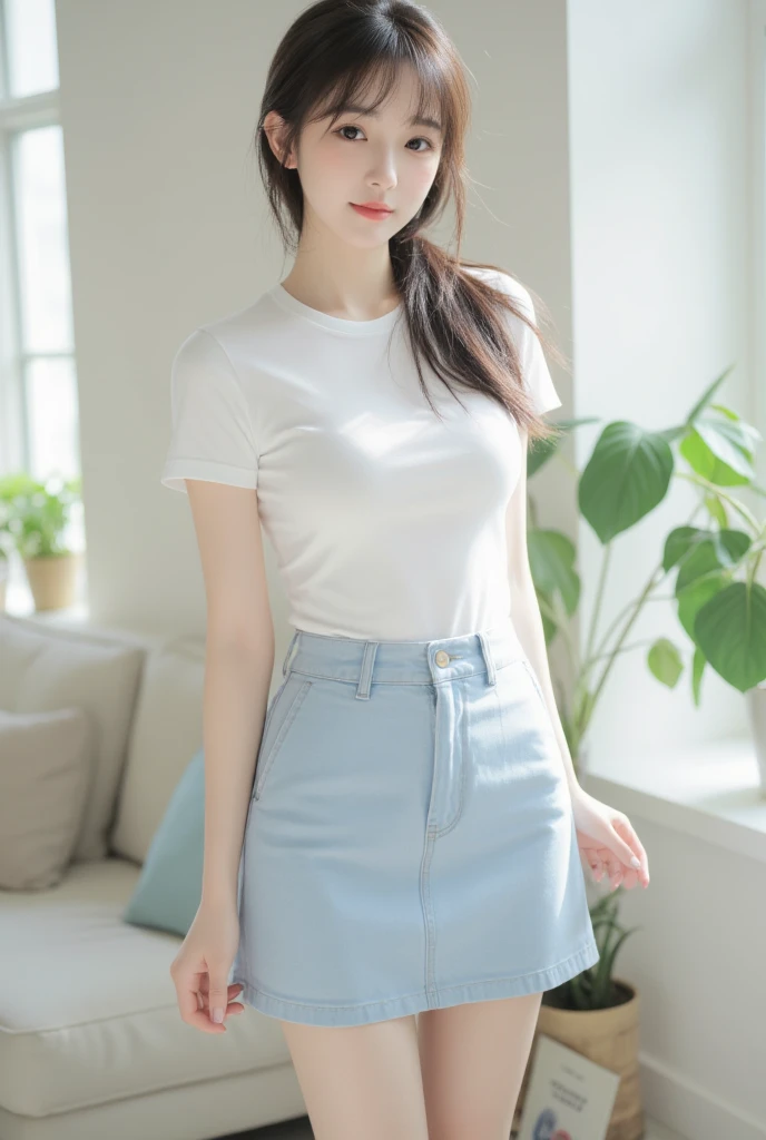 A nice and cute girl,Full body photo,Extremely beautiful and delicate,Black color hair,A sweet smile,Delicate and beautiful fair skin,Realistic and realistic,exquisite and complete facial features,Detailed depiction of the face,tall nose bridge,Smooth hair,extremely detail hair,Feminine temperament,Fill your face light,Tall and tall,Thin,Realiy,Hyper-realism,full body shot shot,Forward tilt angle,Extreme picture quality,Highest precision,Precise and perfect human anatomy。with blue sky and white clouds,Sitting on the Steppe,with blue sky and white clouds,rays of sunshine,cattle and sheep,(Chiffon skirt)Panties are clearly visible. telephoto shot,Express the landscape,Highlight portrait。