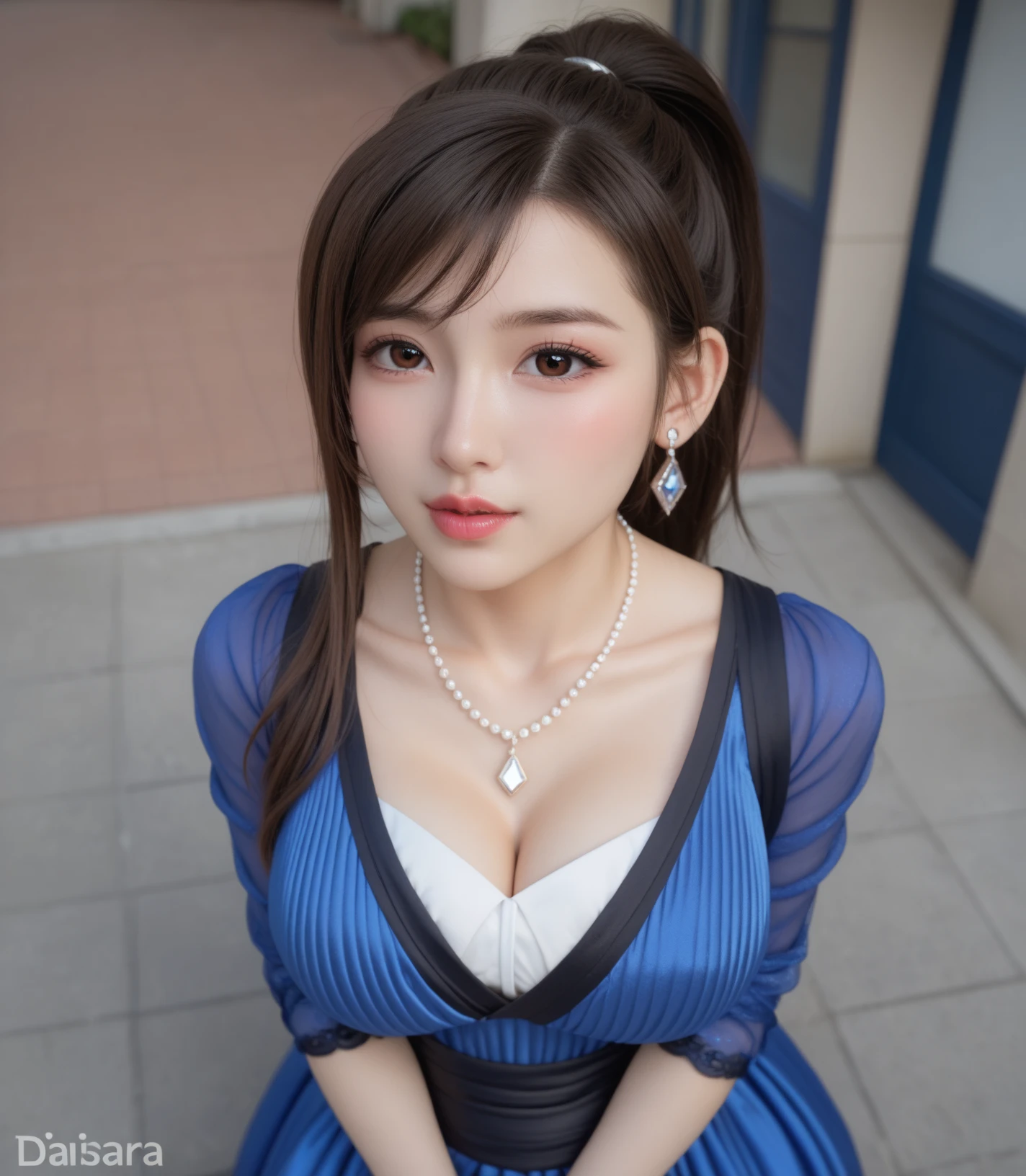 (( huge smiling:0.5)) realistic, photorealistic, masterpiece, best quality, a girl ((anne Hathaway:Selena Gomez:0.7))) looking at viewer, happy, long hair, beautifully lips, broad hips, blue eyes ,broad shoulder, (( big boobs : 1.5)) indian lahanga, blue lahanga, spreading lahanga, black lace transparent, gold plating, jewellery, DJ lights, sitting, whole body capture,
