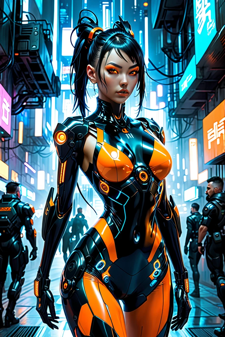 Cinematic, hyper-detailed, and insanely detailed, this artwork captures the essence of megan fox with breathtaking beauty. The color grading is beautifully done, enhancing the overall cinematic feel. Unreal Engine brings her anatomic cybernetic muscle suit to life, appearing even more mesmerizing. With the use of depth of field (DOF), every detail is focused and accentuated, drawing attention to her eyes and the intricate design of the anatomic cybernetic muscle suit . The image resolution is at its peak, utilizing super-resolution technology to ensure every pixel is perfect. Cinematic lighting enhances her aura, while anti-aliasing techniques like FXAA and TXAA keep the edges smooth and clean. Adding realism to the anatomic cybernetic muscle suit, RTX technology enables ray tracing. Additionally, SSAO (Screen Space Ambient Occlusion) gives depth and realism to the scene, the girl's anatomic cybernetic muscle suit become even more convincing. In the post-processing and post-production stages, tone mapping enhances the colors, creating a captivating visual experience. The integration of CGI (Computer-Generated Imagery) and VFX (Visual Effect brings out the anatomic cybernetic muscle suit's intricate features in a seamless manner. SFX (Sound Effects) complement the visual artistry, immersing the viewer further into this fantastic world. The level of detail is awe-inspiring, with intricate elements meticulously crafted, the artwork hyper maximalist and hyper-realistic. Volumetric effects add depth and dimension, and the photorealism is unparalleled. The image is rendered in 8K resolution, ensuring super-detailed visuals. The volumetric lightning adds a touch of magic, highlighting her beauty and the aura of her anatomic cybernetic muscle suit in an otherworldly way. High Dynamic Range (HDR) technology makes the colors pop, adding richness to the overall composition. Ultimately, this artwork presents an unreal portrayal of a super muscled cybernetic female android