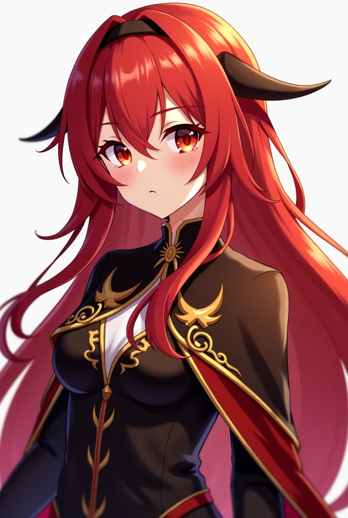 Anime woman in suit and tie with a dragon in the background, dragon - inspired costume, by Yang J, Human and dragon fusion., Japanese cute demon girl, pretty girl in Demon Slayer art, epic and elegant portrait, trend in artstation, by Oliver Sin, crimson suit, black and red suit, highly detailed exquisite fanart, vampire huge breasts