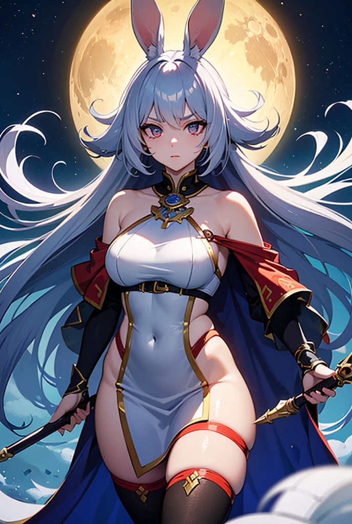 score_9, score_8_up, score_7_up, score_6_up, BREAK source_anime, best quality, masterpiece,
1girl, solo, nowi feh, white clothing, two-piece bodysuit, silvery shining bodysuit, midriff, long blue hair, yellow-eyes, circlet, black cape, , black gloves, white multiple belts, garter straps, thighhighs, black thigh boots, expressionless, looking at viewer, night sky, post-apocalypse, crumbling city on background, late night, moon, dark alleyway, detailed face, sideview, low angle view, walking, tree-quarter view,