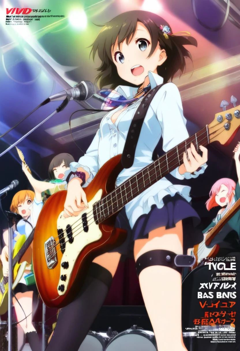 1980s \(style\), bluethebone, 1girl, acoustic guitar, album cover, bass guitar, brown hair, card \(medium\), crescent moon, electric guitar, facepaint, facial mark, full moon, guitar, holding instrument, instrument, microphone, microphone stand, moon, music, night, night sky, open mouth, planet, playing instrument, plectrum, shooting star, sky, space, star \(sky\), star \(symbol\), star necklace, starry background, starry sky, sun, sunglasses <lora:bluethebone1.9:0.6>