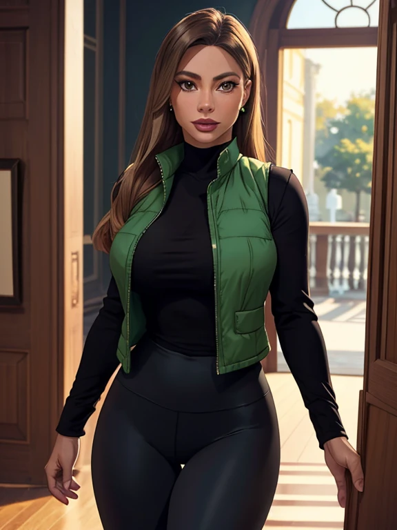 <lora:BonnyR:0.6>bonnie rockwaller, tight yoga pants, crop top, (large breasts), normal thighs, 1girl, brown hair, full body, green eyes,looking at viewer, miniskirt, parted lips