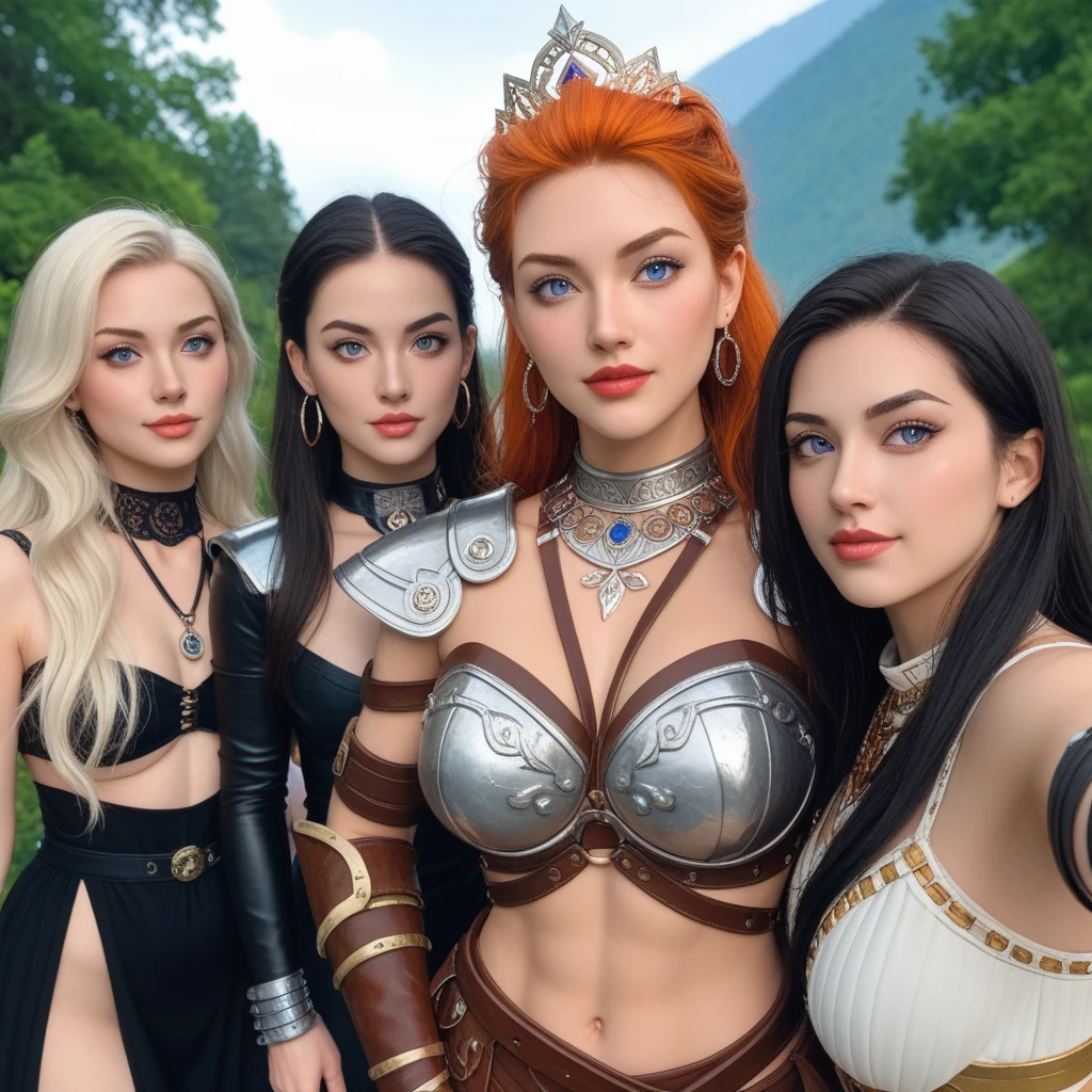 Sorry for the previous confusion. Here is the description of a scene with Annabeth, Rachel e Calipso juntas:
The three girls were gathered in a magical grove, surrounded by tall trees and colorful flowers. Annabeth, with her blonde hair tied up in a cleverly elaborate braid, tinha um olhar perspicaz e determinado em seus olhos cinzentos. Ela estava vestindo uma camiseta laranja do acampamento Meio-Sangue, showing his connection to the world of demigods, e segurando um mapa antigo, indicando sua habilidade como estrategista.
Ao seu lado, estava Rachel, A young redhead with an artistic and adventurous expression in her eyes. Her hair fell into loose curls and she wore colorful, stripped down clothes, reflecting your free and creative spirit. Rachel segurava um pincel e um bloco de papel, prontos para capturar a beleza da natureza ao seu redor em uma obra de arte.
E, por fim, ao lado oposto, estava Calipso, a ninfa do mar, com seus cabelos escuros e olhos que brilhavam como o oceano. She wore a flowing navy blue dress, adorned with shells and pearls, symbolizing your connection to the sea. Calipso emanava uma aura de serenidade e melancolia, result of her fate of being trapped on a magical island.
While the three girls were together, a atmosfera ao redor delas estava repleta de uma energia especial. Annabeth represented courage and strategy, Rachel brought a passion for art and was adventurous, and Calypso conveyed the serenity and strength of water. They formed a unique team, united by their determination and skills, prontas para enfrentar qualquer desafio que a vida lhes apresentasse. Enquanto estavam no bosque, Their combined presences created a harmony among the intellect, a criatividade e o poder, filling the air with a sense of mystery and possibilities.