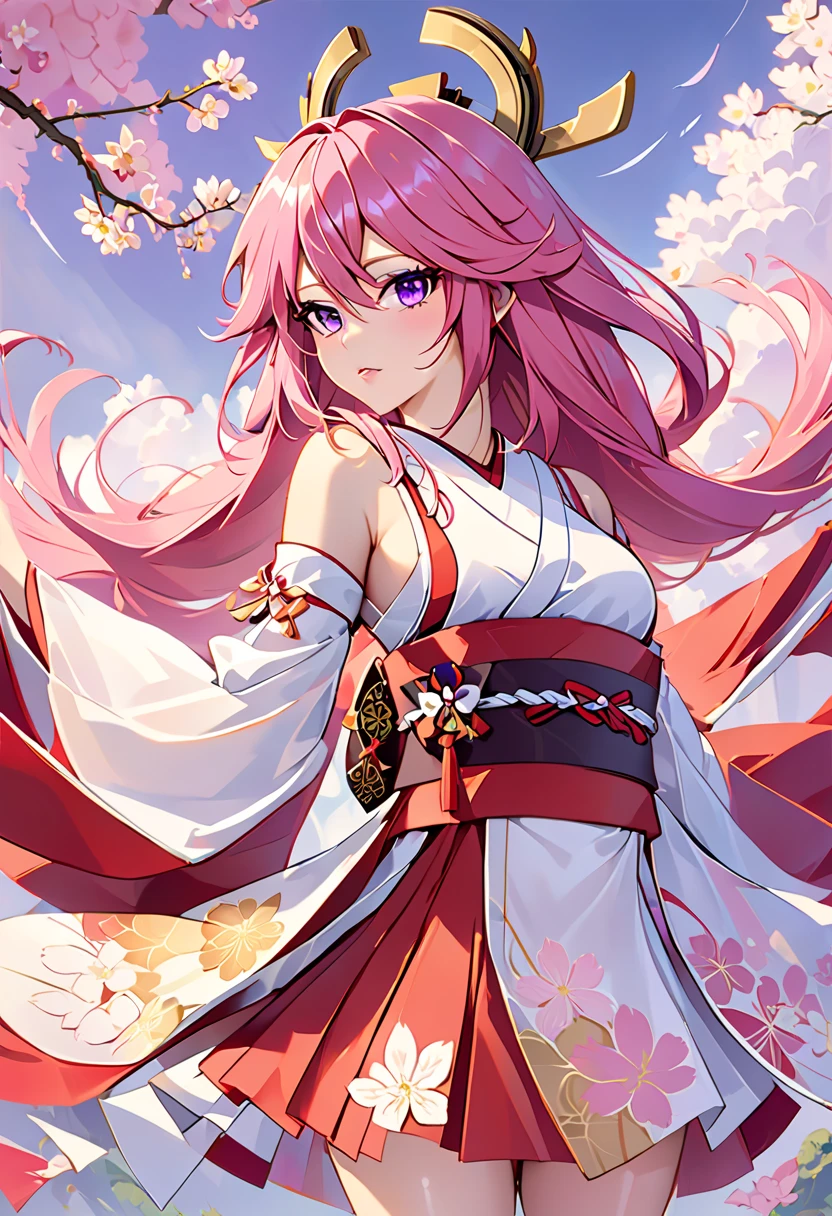swimming uniforms,Pink hair and pink cape, sakura petals around her, Keqing from Genshin Impact, Ayaka Genshin impact, sakura haruno, zhongli from genshin impact, Sakura Kinomoto, flowing sakura-colored silk, Anime goddess, Kushatt Krenz Key Art Women, Genshin, sakura season