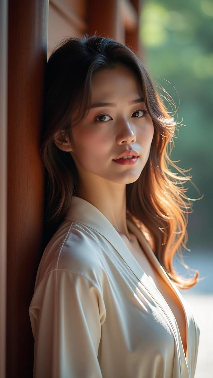 work of art, best qualityer, ptuin (top cut), skin detailed, chic, appealing, appealing, incredible photography, work of art, best qualityer, 8k, high qualiy, photorrealistic, 真实感, Artistic photography, Nikon D850, 16K, sharp focus, work of art, Breathtaking, atmospheric perspective, diffusion, pore correlation, skin imperfections, dslr, Lente 80mm Sigma f2, depth of campo, complex natural lighting, looking at the camera
