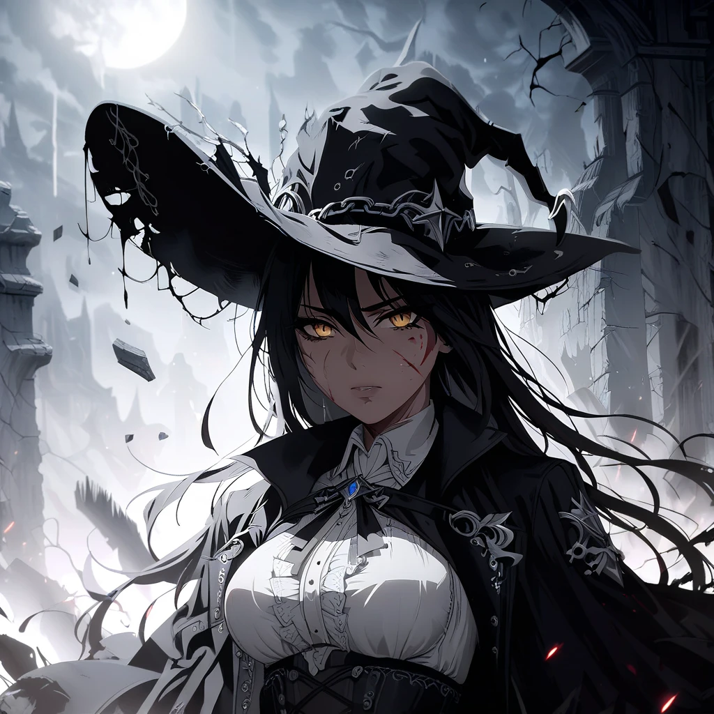 (best quality,In 4K,High resolution,muste piece:1.2),Super detailed,Reality,high contrast,Halloween,人撮Shadow,deep green,gothic font,haunting,Expressive,colored,mood lighting,decoration,mask figure,bright orange pumpkin,ominous atmosphere,eerie eerie atmosphere,Elements of surrealism,Attention to detail,Impressive brushwork,striking contrast,creepy,etheric,ghost,Shadow,mysterious,MACABRO,that'that'that'It's tragic,witch,Haunted house,broody,Scary,anxiety,Undeservedly beautiful,Unforgettable charm,persuasion,Fascinating,haunting,image of memories