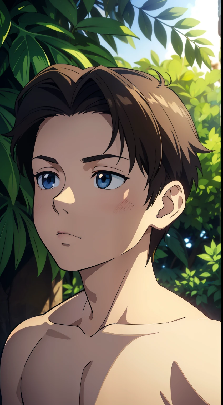 ( boy, masterpiece, hight quality, 1boy, Boy, young boy, armpit, a young boy, portrait, masterpiece, 1boy, high quality, detailed facial features, expressive eyes, soft skin, subtle blush, delicate features, armpit, lush foliage, warm lighting, golden hour, serene atmosphere, cinematic composition, digital painting, photorealistic, 4k, studio lighting, extreme detail, vibrant colors