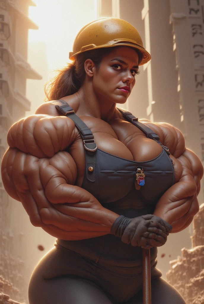 masterpiece, realistic, detailed, young mother, (hypermuscle:1.8), long straight brown hair, bralette, realistic face, (confident expression:1.2), beanie, (small waist, massive thighs, gigantic ass), joggers, headphones, (detailed face, beautiful face, realistic face)
