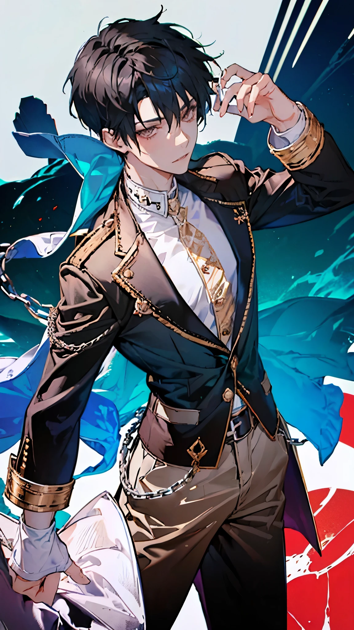 handsome,Wolf ears,restrict,belt, has short hair ,,handcuffs,male