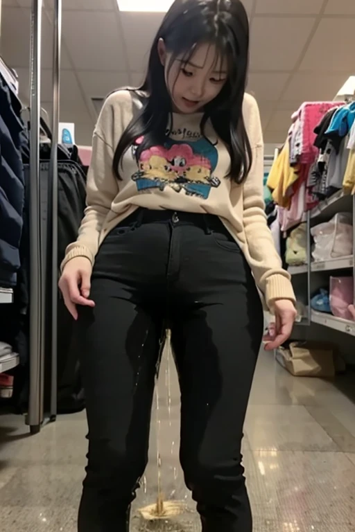 Indonesia teen Girl sees the ghost and pees her pants in fright.