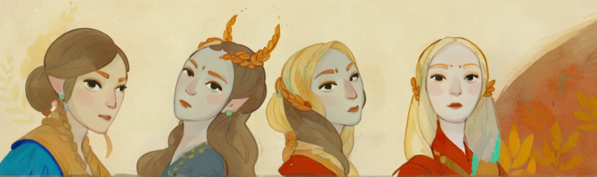 score_9, score_8_up, score_7_up, score_6_up, score_5_up, score_4_up, 1_woman, pale skin, long_hair, wearing a vibrant long peasant medieval dress, detailed clothing, sketches, detailed thick gouache painting, illustration, in gougoupaintleaves style:1.5, hyper_dynamic scene, pov from above, sattan style, XLCOMIC_POS