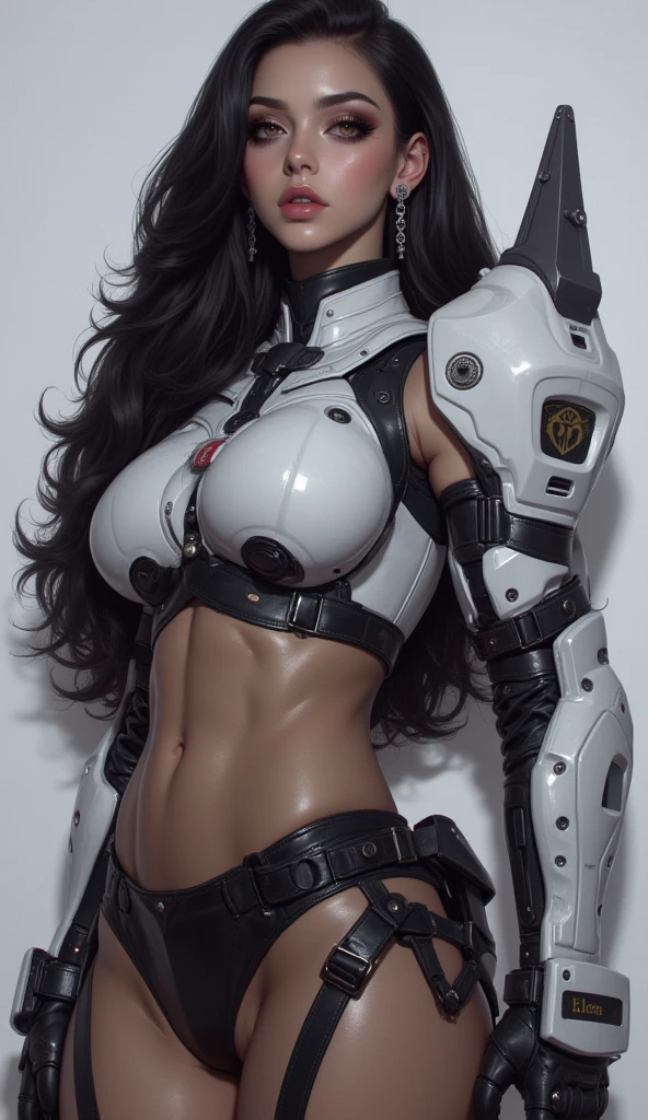 fotorrealista, high resolution, 1Mulheres, Mature female, sozinho, hips up, Robot, Mecha Musume,mechanical parts, robot joints,single mechanical arm, kalap, espartilho mecha, armadura completa, cabelos brancos nsfw