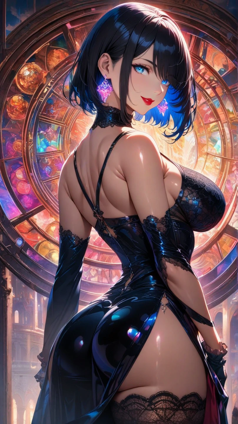 a darkskinned woman, 30 years old, short athletic body, tight waist, firm , perfect ass, very short blue hair, blue eyes, sensual lips, energetic, smile, love, beautiful detailed eyes, beautiful detailed lips, extremely detailed eyes and face, long eyelashes, photorealistic, 8k, hyperrealistic, masterpiece, digital painting, intricate details, realistic skin texture, vibrant colors, dramatic lighting, crawling, 168 cm long, tight dresses