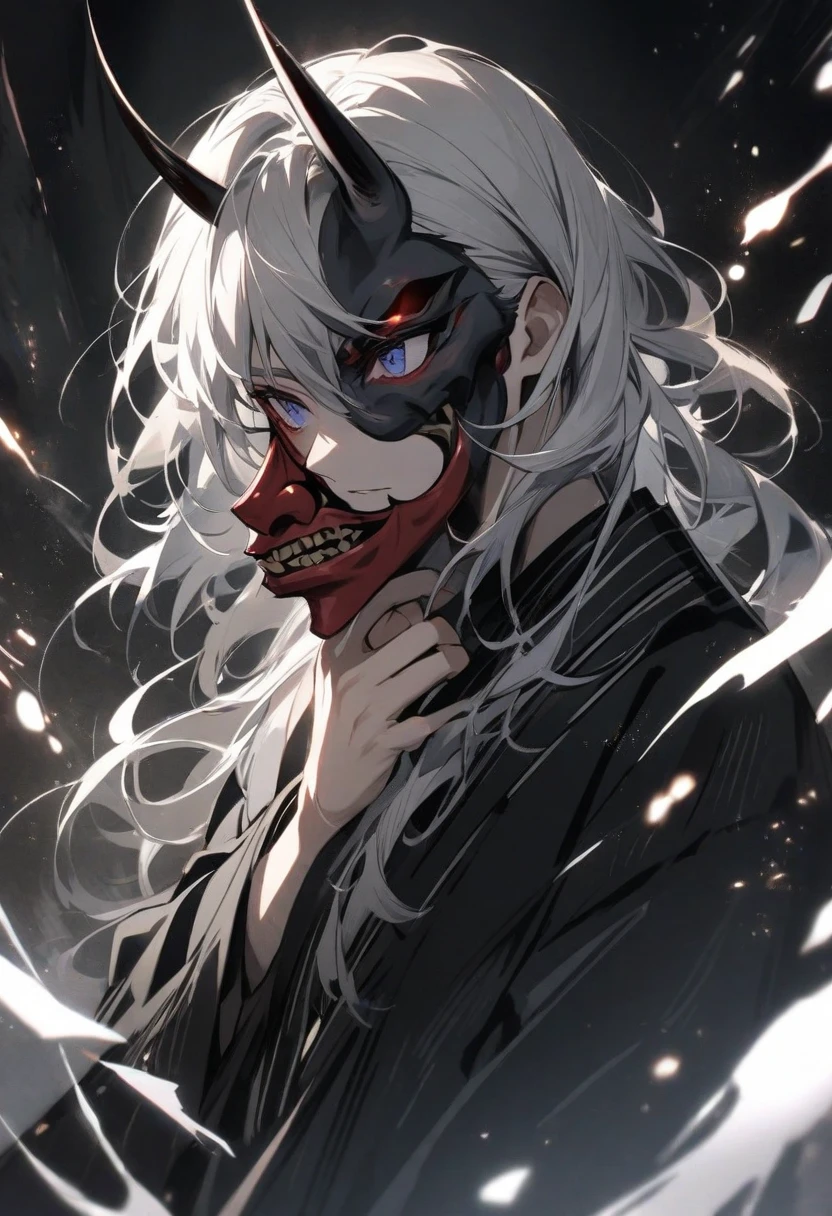 The Little Ones, long white hair, with disheveled hair, Cover one eye and face, eerie glowing red eyes, Wearing a transparent white robe, spirits, devilcore， extending hands，Straighten your body, The red nails are exposed, hiper HD, anatomically correcte, texturized skin, super detaill, High details, high qualiy, A high resolution, 8K, hiper HD, anatomically correcte, texturized skin, super detaill, High details, high qualiy, best qualityer, 8K,Leishnampo,Room 2,horor, White male Oni from Kimetsu no Yaiba