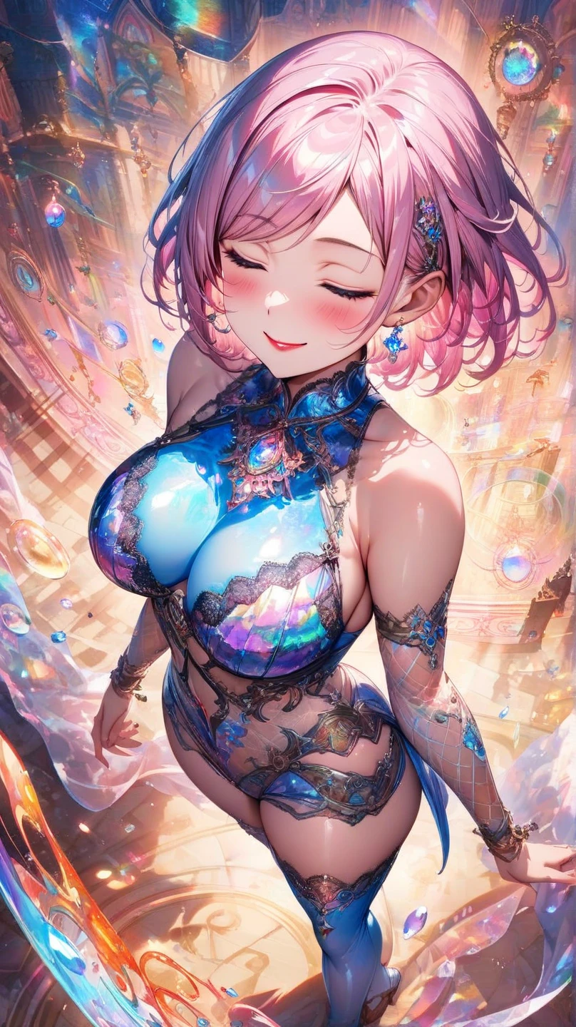 A beautiful young girl, Princess, (8K, Raw photo, with the highest quality, Maste Piece:1.2), High-definition raw color photos, professional photograpy, Cinematic Light, (Fine face:1.2), (Best Quality:1.2), naked, beautiful breasts, (completely transparent huge crystal balls:1.5), ((A world of countless huge crystal balls)), ((girl naked and holding a huge crystal balls)), floating crystal ball, beautiful naked body in the crystal, shining crystal balls, (beautiful transparent kimono with a wide open chest), naked shoulders, cameltoe details, cameltoe with crystal ball, (bra no, without panties:1.2), crystal throne, cuteness, Sexiness, without underwear, entwined, intertwined, wrapped in dazzling light, Surrounded by beautiful sparkling crystals, mysterious world, queen secret room, (Lying on crystal bed with legs wide open:1.5), magic room, golden ornaments,