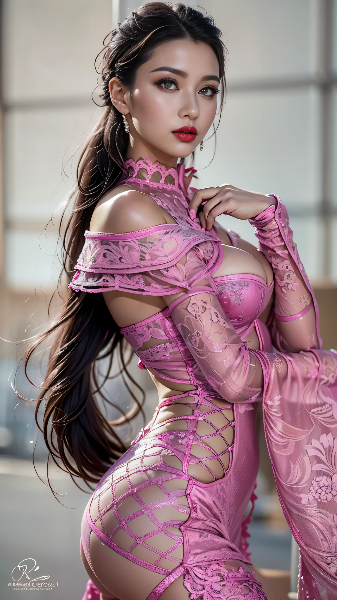 2heads, conjoined, no more than two heads, triboob, double cleavage, ultra realistic 8k cg, picture-perfect face, flawless, clean, masterpiece, professional artwork, famous artwork, perfect face, beautiful face, beautiful eyes, ((perfect female body)), solo,
,(blush:0.5), happy expression, asian, extremely detailed_eyes,thick thighs,room,
beautifully detailed background,depth of field,realistic:1.3,
(ambient light:1.3),(cinematic composition:1.3),(neon lights:0.1),(HDR:0.1),Accent Lighting, narrow waist,long shot,pantyhose,opencrotch,shirt,full body,
,twin braids, pink pantyhose,torn legwear, erection, tent in pantyhose, bulge in crotch
