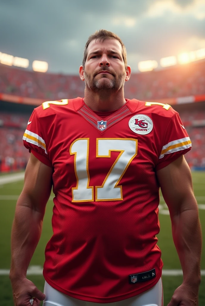 photo of ryanperson <lora:ryan_epoch_5:0.8> in sports stadium, stadium crowd, dressed as American football player, (red:0.5) uniform, (smirk:0.5), dynamic pose