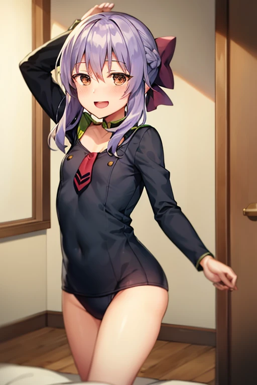 8k、masterpiece、Japanese、Woman wearing glasses、anise、from the front、smile、Childish、Big Breasts、Transparent school swimsuit、night、Bedroom、Spread your legs and show