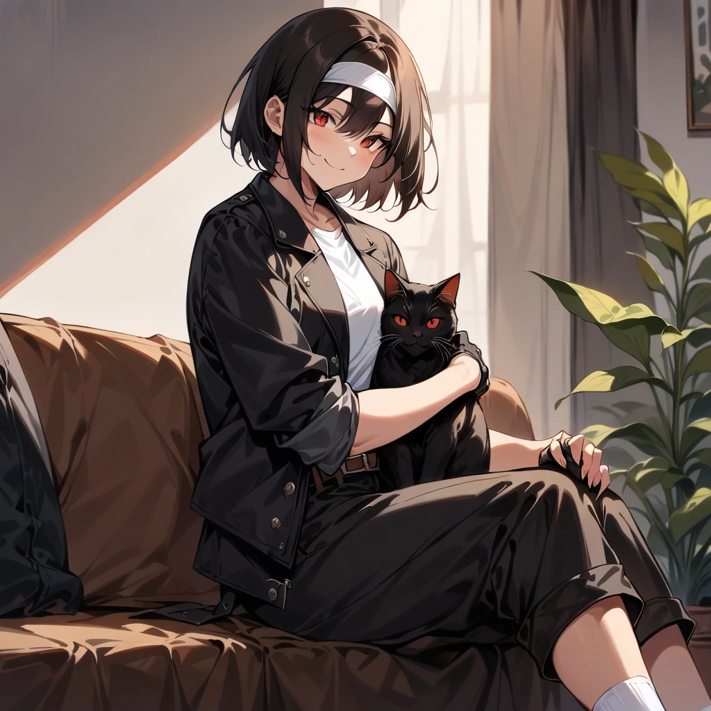 nadegata, 1girl, animal ears, animal hat, beanie, black footwear, blush, boots, brown hair, cat hat, clock, coat, fur-trimmed boots, fur-trimmed coat, fur-trimmed hood, fur-trimmed jacket, fur-trimmed sleeves, fur coat, fur collar, fur trim, green coat, hat, indoors, jacket, jewelry, knee boots, long sleeves, looking at viewer, ring, short hair, sign, sitting, solo, tail <lora:nadev1:0.6>