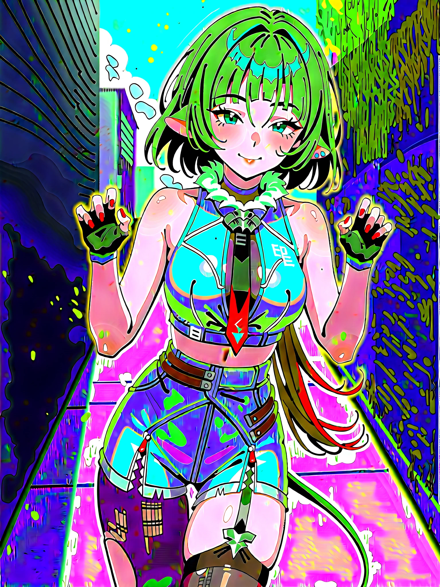 tmasterpiece, hiquality, beste-Qualit), (pixel, Pixel Art), (Dark green military clothing), (A  girl), Average Breasts, (stands with his back), ((Shot from a post-apocalyptic anime, Destroyed buildings, Canyons)), (((naked ass))), ((Close-up of a girl)), ((portraite of a)), ((((Random Pose)))), Ruined buildings in a distant world, (((bend low to the ground;))), (( buttocks up)), ((((legs wide spread)))), (((The viewer between the legs))))
