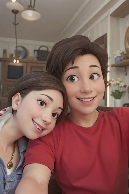 "A playful scene with an adorable little boy sitting on his mom's lap on the toilet, their legs making contact, both holding iPhones, expressing pure joy and excitement, wearing cozy and colorful underwear."