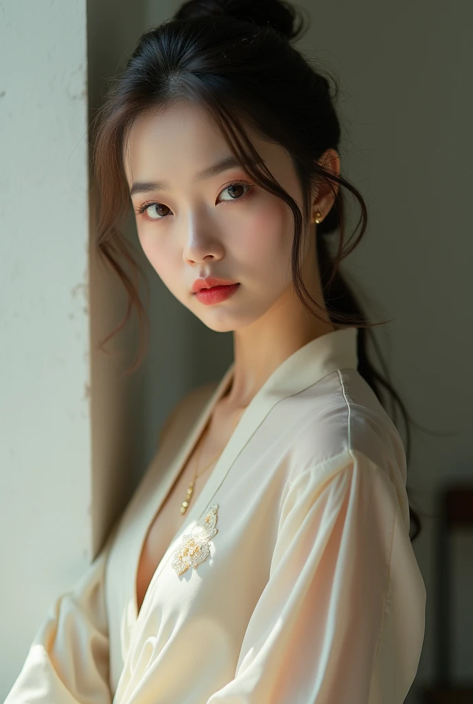 beautiful woman in silk clothes 
