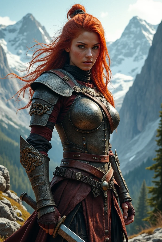 white skin, young Nicole Kidman as Triss Merigold, moss valley
(elegant beautiful face), leather assasin dress, brown leathet pants, magic fire hand, ((Fog))
redhead with freckles, green eyes, goth makeup,
intricately detailed, fine details, hyperdetailed, raytracing, (detailed skin, skin texture)

(((domineering look))), danger, (fear and horror), mordor, creepy, darkest terror background,
(detailed skin, skin texture), intricately detailed, fine details, hyperdetailed, raytracing, subsurface scattering, diffused soft lighting, shallow depth of field, by (Oliver Wetter)
Atey Ghailan, by Jeremy Mann, Greg Manchess, Antonio Moro, trending on ArtStation, trending on CGSociety, Intricate, High Detail, Sharp focus, dramatic, photorealistic painting art by midjourney and greg rutkowski, bokeh on background