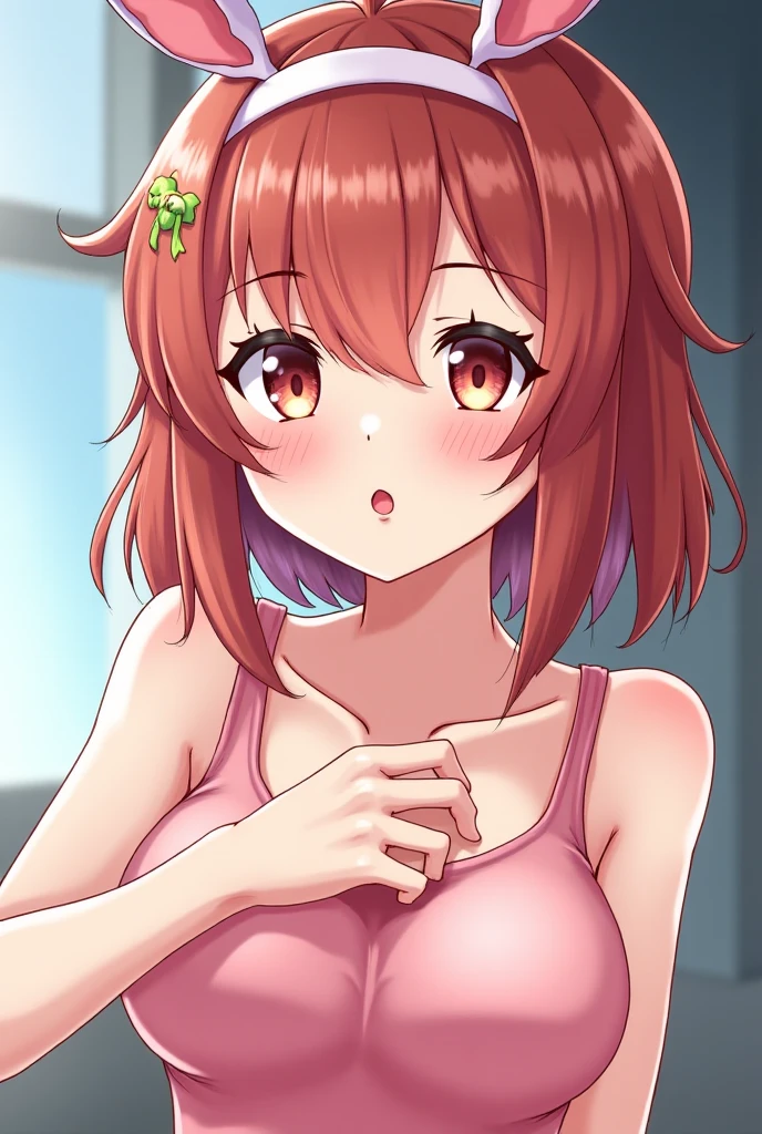 (Highest image quality:1.1)、(masterpiece:1.4)、(Disorganized:1.0)、Portrait、Close-up、1girlMakanaイあり、Makana、bob cut、(red eye:1.5)、redhead、short hair、BREAKBedroom、BREAK while looking at the audience seats、Muscle growth、Medium chest、upper body naked、tits、(Lower body is white panties 1.2)、clavicle、medium breasts、smile、Bedroom、sleep in bed、sexy pose、blush、Towel over the chest