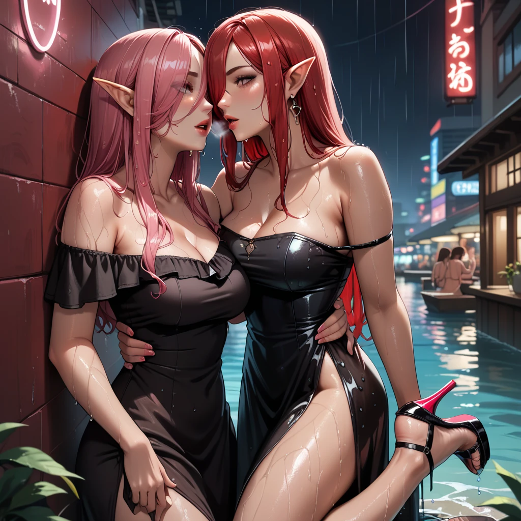(8K ,hyper-detailing,ultra real photo,Best masterpiece,natural,Perfect artwork,Perfect female body),Two cute busty girls ,Hair color,(large tities),Hell succubus,,Flirtatious,In the dark and glorious palace,Volcanic lava and bone decoration,cruel hell,bloody river,Wearing black glamorous pajamas,Sexy tight see-through pajamas,ssee-through,Built-in thong,The cracks are relatively large,stretch the meat,Raised sexy,Flirtatious,obscene exposure ,fully body photo