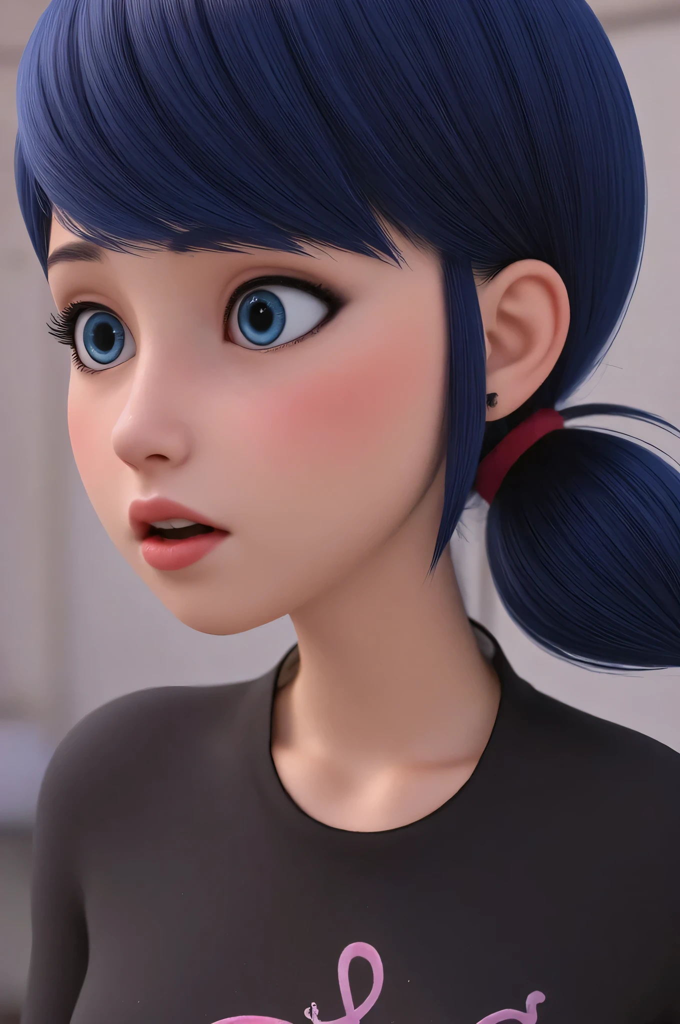 1girl, Solo, High Resolution, Accurate, Anatomically Correct, Best Quality, Detail, High Details, High Quality, black hair, blue eyes, tween, cute, realistic, punk outfit