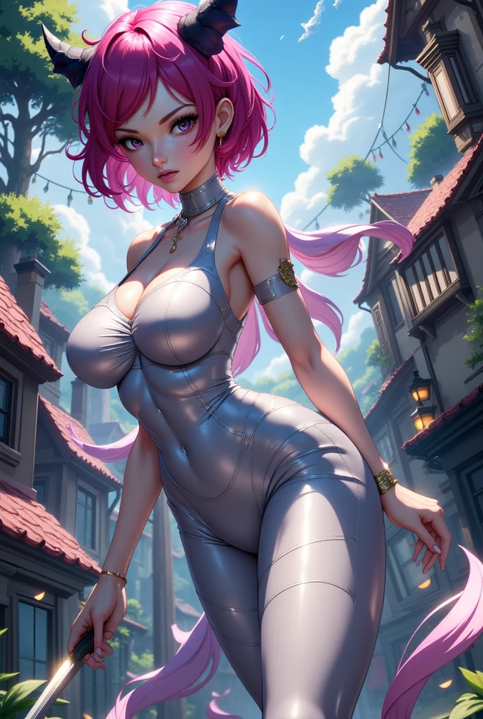 Hyper realistic super detailed sexy Ochaco Uraraka, NSFW, Very detailed, expressions faciales sexy, seductive facial expressions, [:(Face detail: 1.4): 0.4], 16K resolution, 4k resolution, dinamic lighting, High definition resolution, (sexy pose, Position attrayante), (hyper realistic: 1.4), (back light: 1.2), (daylight: 1), (pleine hauteur: 1.8),(contrasting background: 1.5), (Anatomy of the hyperrealistic arm), (Hyperrealistic anatomy of the legs), (peau propre), (lighting cinematic: 1.7), (intime), (Technologie NVIDIA RTX Ray Tracing), (Anatomy of the hyperrealistic arm: 2), (Ventre plat parfait), (image couleur), Generate (point-of-view:1.5) an image centered around Ochaco Uraraka young miller's exceptionally attractive with big breasts and reavling exposed cleavage with wide hips and narrow waist and exuding an alluring and voluptuous physique that radiates warmth and sensuality. Her braided, lustrous hair cascades gracefully down her shoulders, enhancing her captivating presence.
Her eyes are a striking and inviting feature, drawing viewers into her gaze with their soft, welcoming warmth. Her face boasts delicate proportions, featuring a gentle blush on her cheeks, a small nose, and high cheekbones. Her plump lips are full and inviting, often curved into a warm and welcoming smile. Her skin is smooth and gloosy.
The scene is set around a medieval mill courtyard, a charming and rustic wooden structure nestled in a tranquil forest. The mill's wooden structure enhances the rustic ambiance of the scene, and its waterwheel turns gently
Ochaco Uraraka is positioned near the mill courtyard, engrossed in various house chores that connect her to the daily rhythm of country life. She may be seen tending to the mill's operation, handling sacks of flour, and organizing grains scattered around. These elements add depth to the image and convey her integral role in the mill's functioning,light blue zipper bodysuit, hyper cameltoe, super light blue bodysuit, zipper undone to 