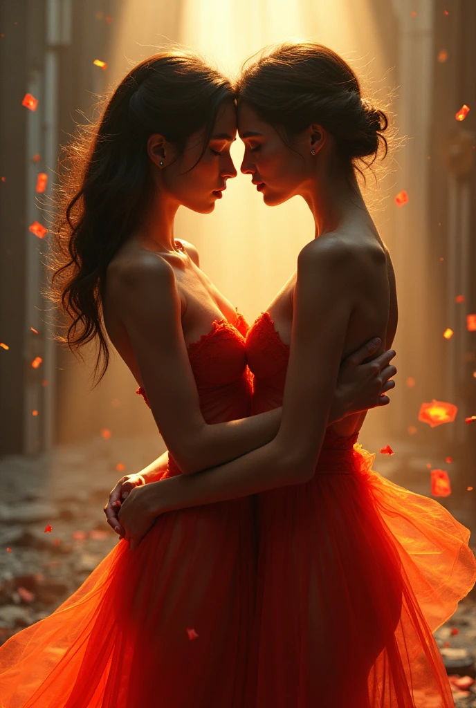 masterpiece,Highest quality,Rich in details,high resolution,flame/fiery的焰/flame,Dynamic Scene Scale 1.3,Romantic couple kissing in the fire,Firestorm,on fire,Bizarre fantasy image,Excellent skin texture,Magic Circle,Casting a Spell,strange,紫色strength,strength,fiery,meteor。