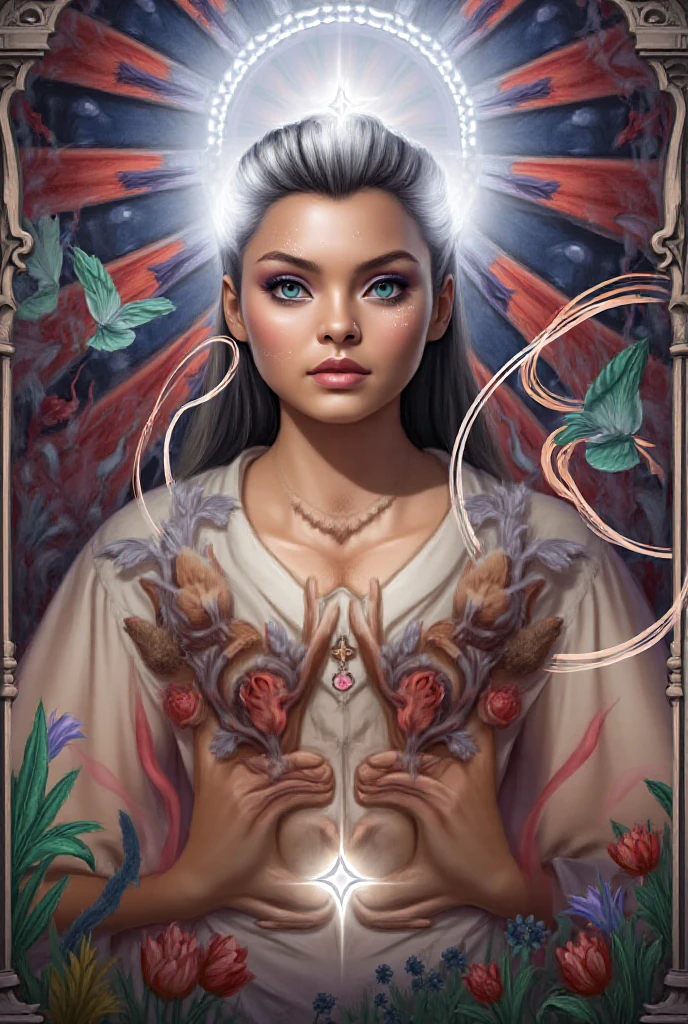 intricate detailed portrait of an indian woman, beautiful detailed eyes, beautiful detailed lips, extremely detailed skin, long eyelashes, serene expression, flowing dark hair, natural lighting, dramatic chiaroscuro lighting, cinematic composition, warm color palette, painterly style, seamless blend of realism and impressionism, (best quality, 4k, 8k, highres, masterpiece:1.2), ultra-detailed, (realistic, photorealistic, photo-realistic:1.37)